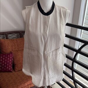 Calvin Klein Jeans Ivory Sleeveless Camisole with Black Collar